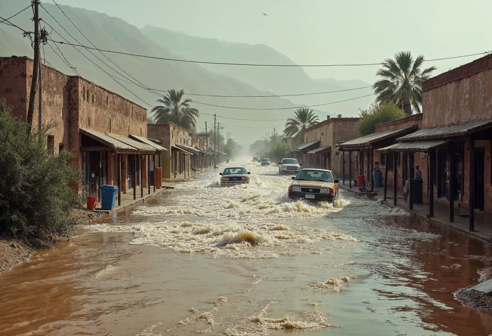 Storm and flood scene