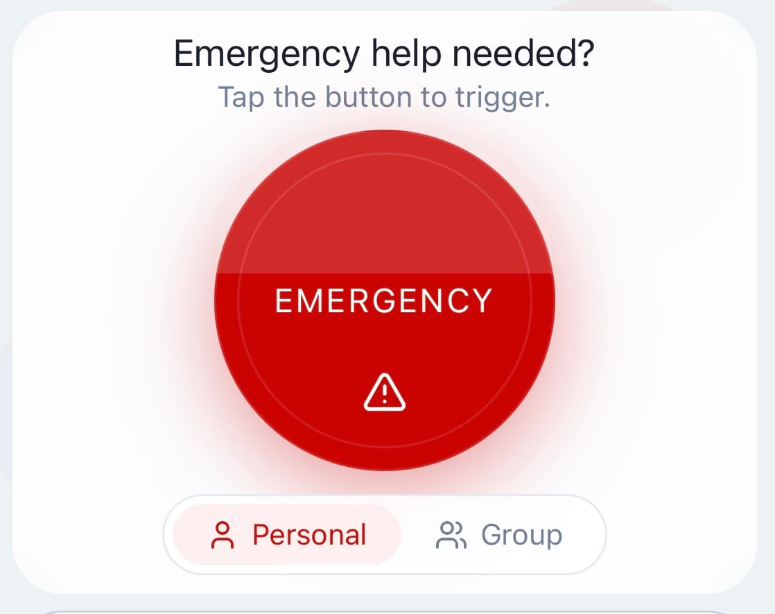 AlertTrak emergency button — one tap to trigger